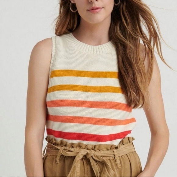 Lucky Brand Ombre Sunset Striped Sleeveless Lightweight Sweater Blouse Tank - Picture 3 of 11
